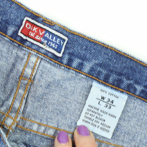 Oak Valley Men's Blue Straight-Leg Jeans, Size 34