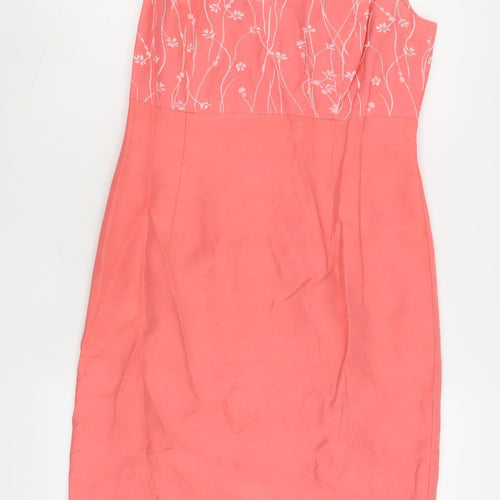 Jacques Vert Pink Floral Sheath Dress, Size 10, Formal Wear