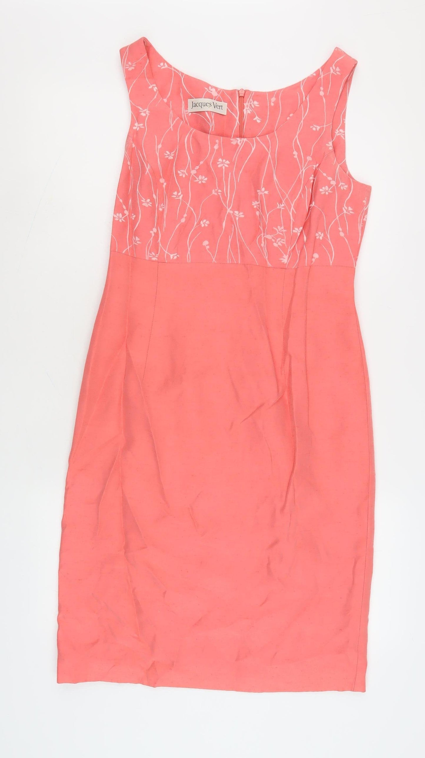 Jacques Vert Pink Floral Sheath Dress, Size 10, Formal Wear