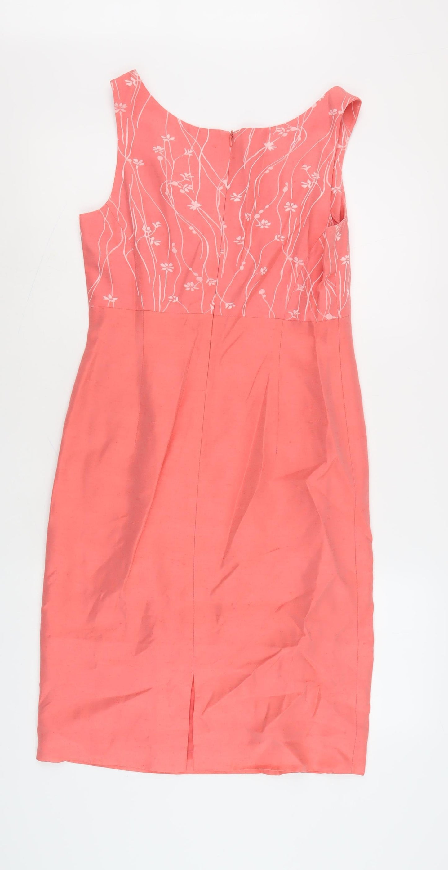 Jacques Vert Pink Floral Sheath Dress, Size 10, Formal Wear