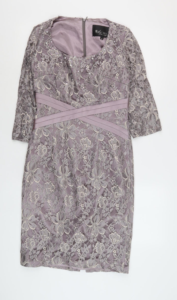 Mascara Women's Purple Lace Sheath Dress M