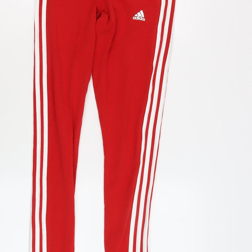 Adidas Girls Red Leggings S Slim Stretch Activewear