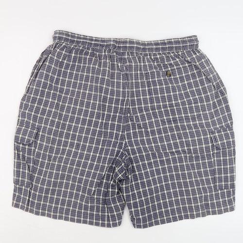 Zantos Men's Blue Check Cargo Shorts XL Drawstring Casual