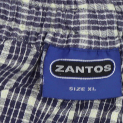 Zantos Men's Blue Check Cargo Shorts XL Drawstring Casual