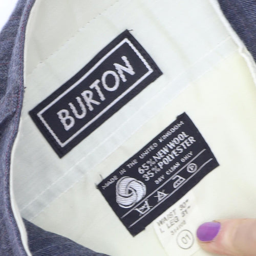 Burton Men's Grey Striped Suit Trousers, 30W / 31L