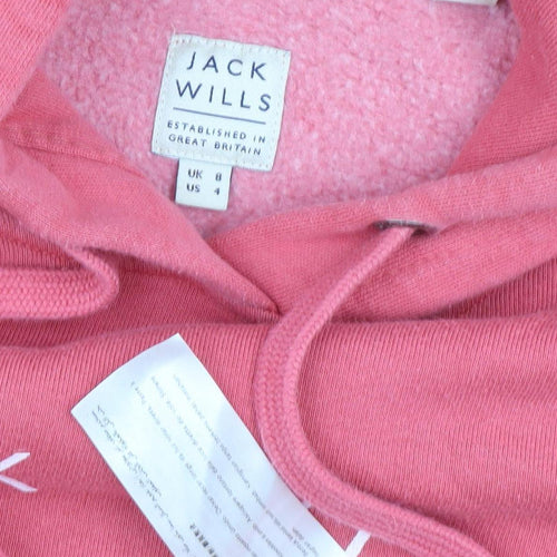 Jack Wills Women's Pink Hoodie Size 8 Pullover