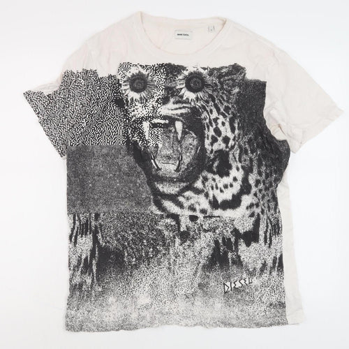 Diesel Men's Ivory Animal Graphic T-Shirt L