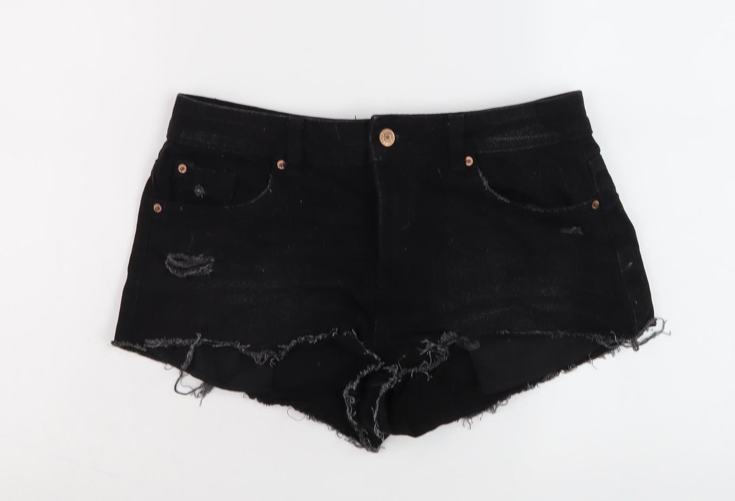 New Look Women's Black Cut-Off Denim Shorts Size 10