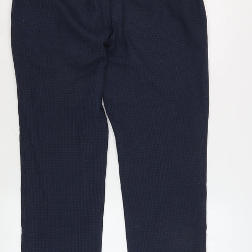Kenneth Cole Men's Blue Check Trousers 32R Business Formal