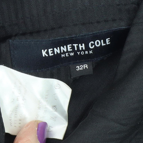 Kenneth Cole Men's Blue Check Trousers 32R Business Formal