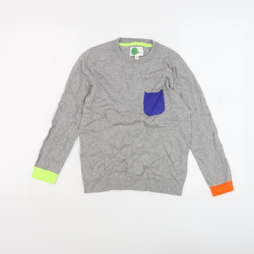 Boden Girls Grey Colourblock Pullover Jumper, Size 9-10 Years