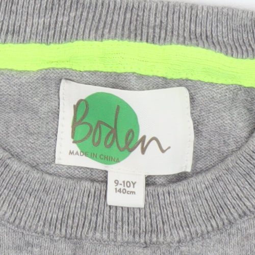 Boden Girls Grey Colourblock Pullover Jumper, Size 9-10 Years