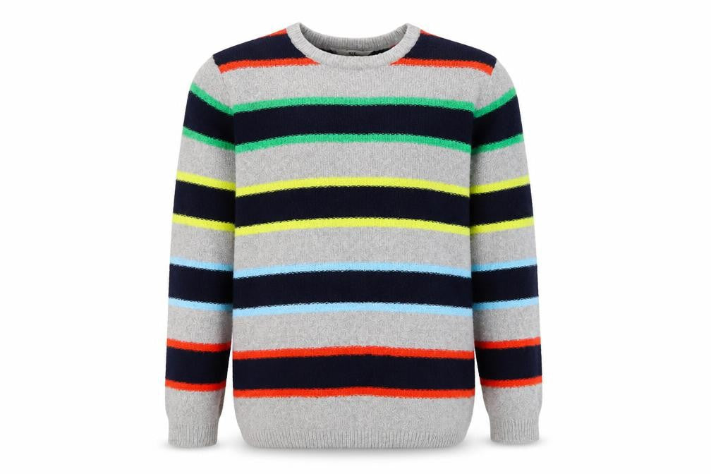 Front view of Marks & Spencer girls’ multicolour stripe jumper, size 11-12