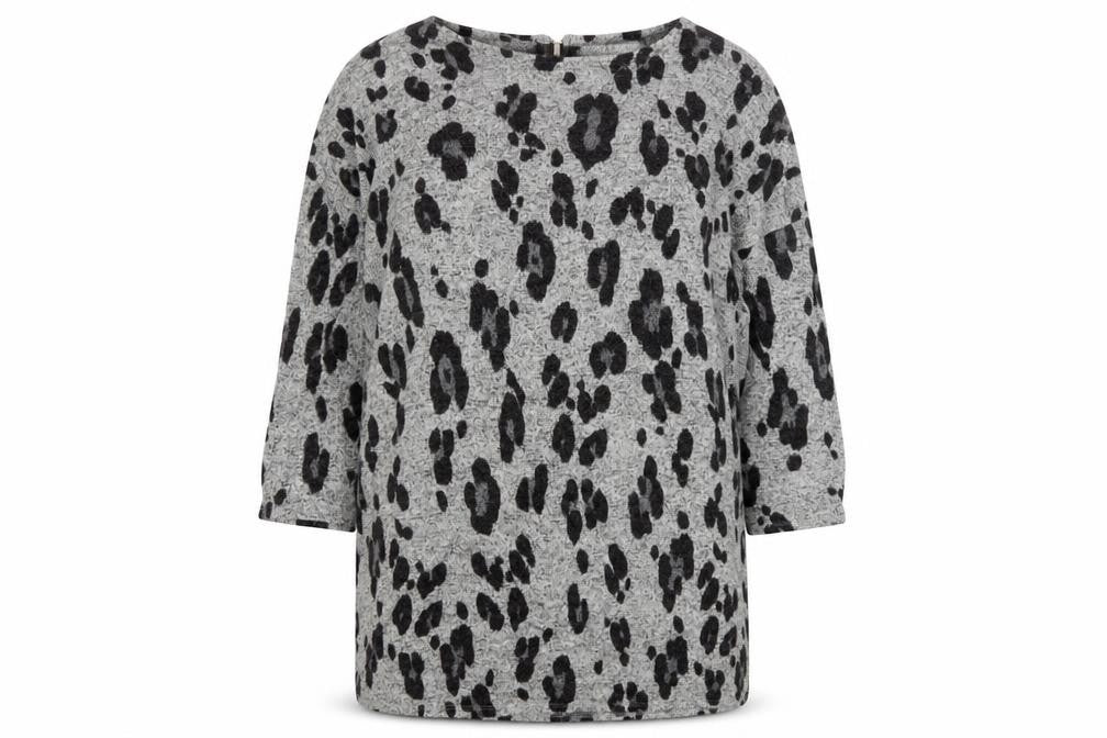 Front view of Principles Women's Grey Animal Print Jumper