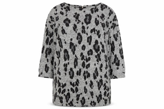 Front view of Principles Women's Grey Animal Print Jumper