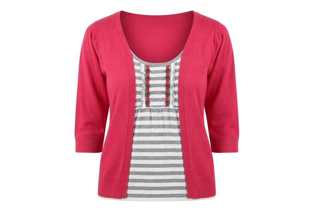 Front view of Next Women's Pink Cardigan, size 14, with Button Accents