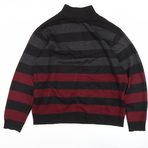 Pierre Cardin Men's Black Striped 2XL Full Zip Jumper