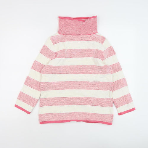 Laura Ashley Women's Pink Roll Neck Striped Jumper