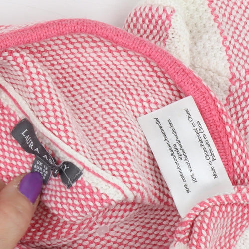 Laura Ashley Women's Pink Roll Neck Striped Jumper