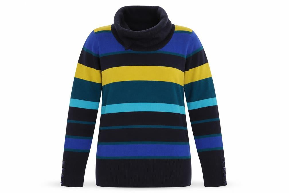 Front view of Isle Women's Multicoloured Striped Pullover S