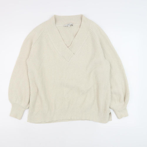 Next Women's Ivory V-Neck Pullover Jumper, Size L