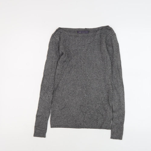 Marks and Spencer Women's Grey Boat Neck Pullover Jumper Size 8