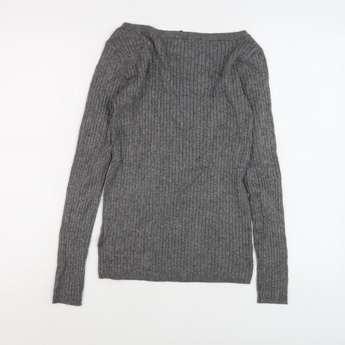 Marks and Spencer Women's Grey Boat Neck Pullover Jumper Size 8