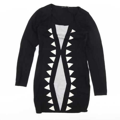 Quiz Women's Black Geometric Dress, Size 12