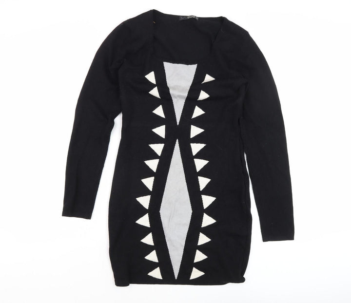 Quiz Women's Black Geometric Dress, Size 12