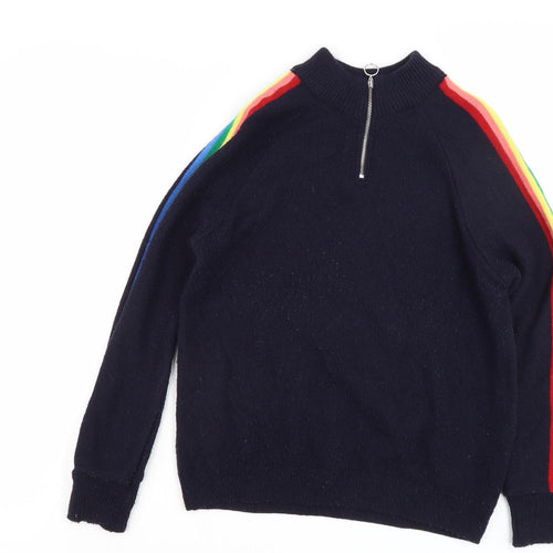 Next Women's Blue Full Zip Jumper, Size 6, Rainbow Accent
