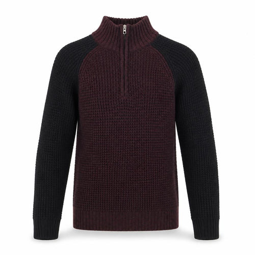 Aéropostale Men's Full Zip Jumper Black Burgundy S