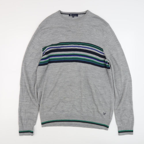 Crew Clothing Mens Grey Striped XL Pullover Jumper