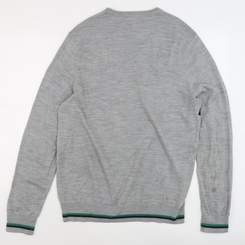 Crew Clothing Mens Grey Striped XL Pullover Jumper