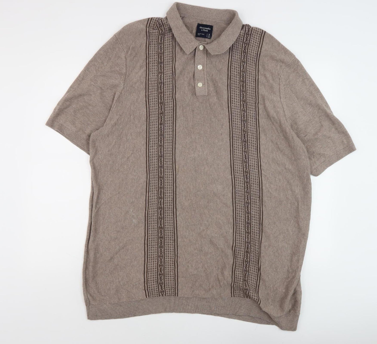 Abercrombie & Fitch Men's Beige Pullover XL Collared Jumper