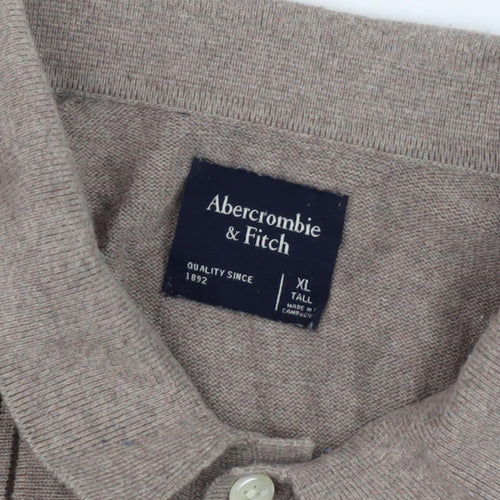 Abercrombie & Fitch Men's Beige Pullover XL Collared Jumper