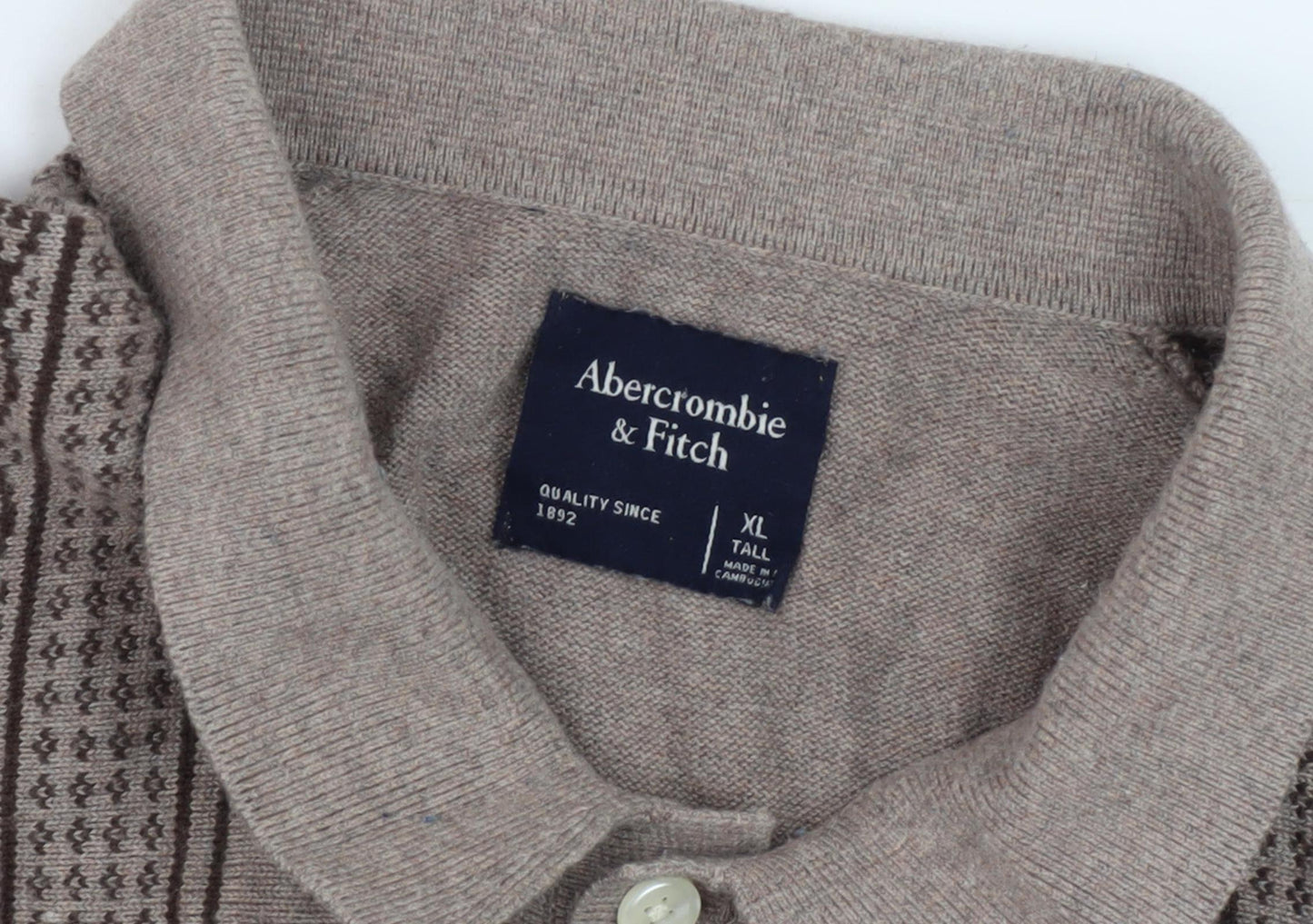 Abercrombie & Fitch Men's Beige Pullover XL Collared Jumper