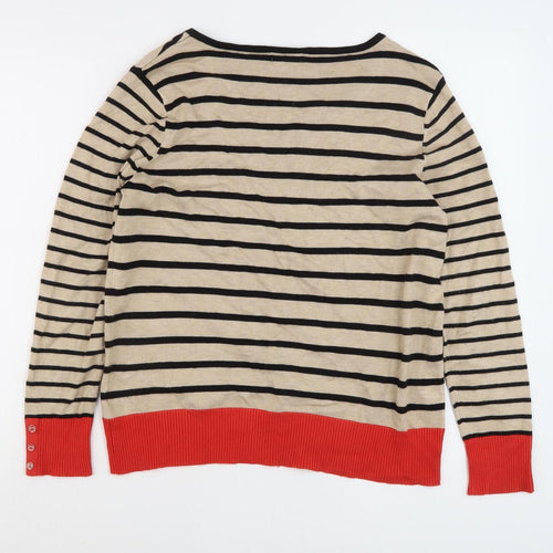 Mango Women's V-Neck Striped Pullover Jumper Size 16