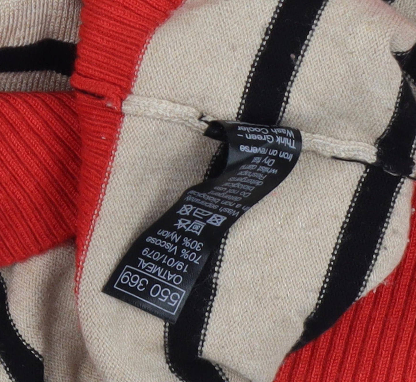 Mango Women's V-Neck Striped Pullover Jumper Size 16