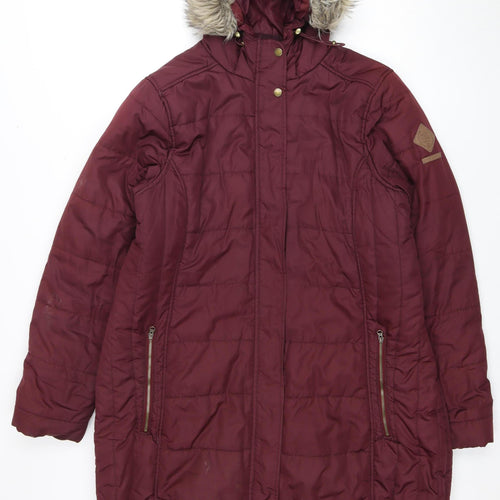 Regatta Women's Red Parka Coat, Size 20, Hooded & Fur Trim