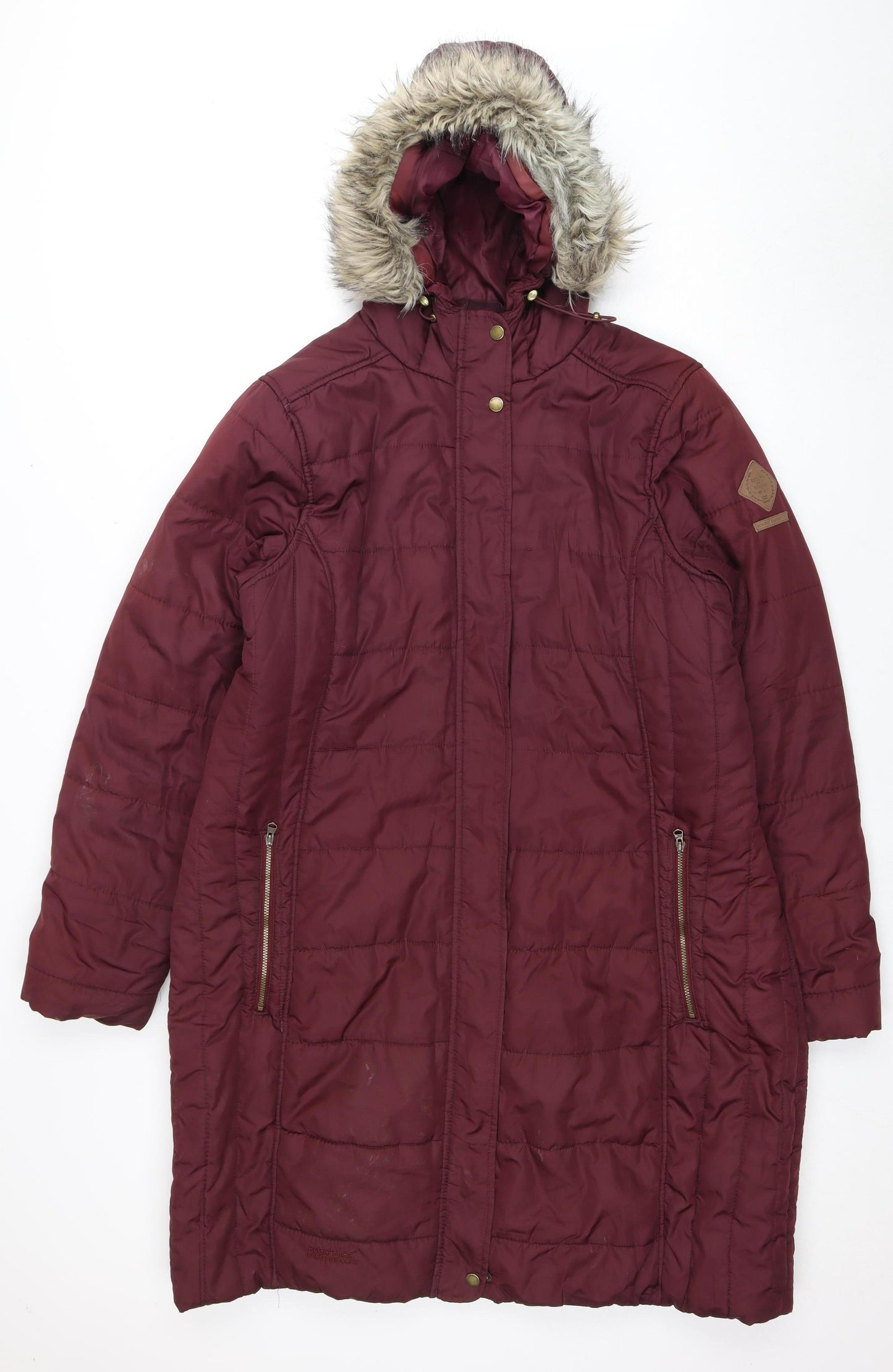 Regatta Women's Red Parka Coat, Size 20, Hooded & Fur Trim