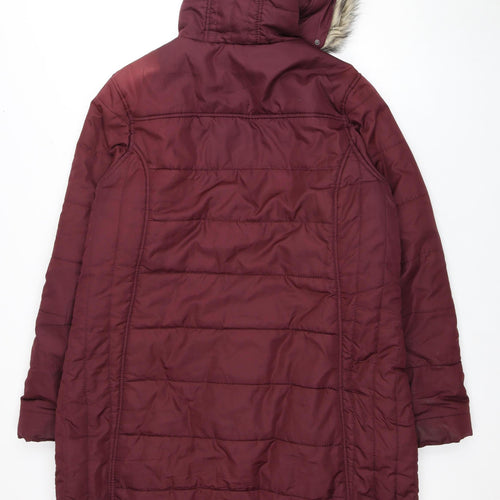 Regatta Women's Red Parka Coat, Size 20, Hooded & Fur Trim