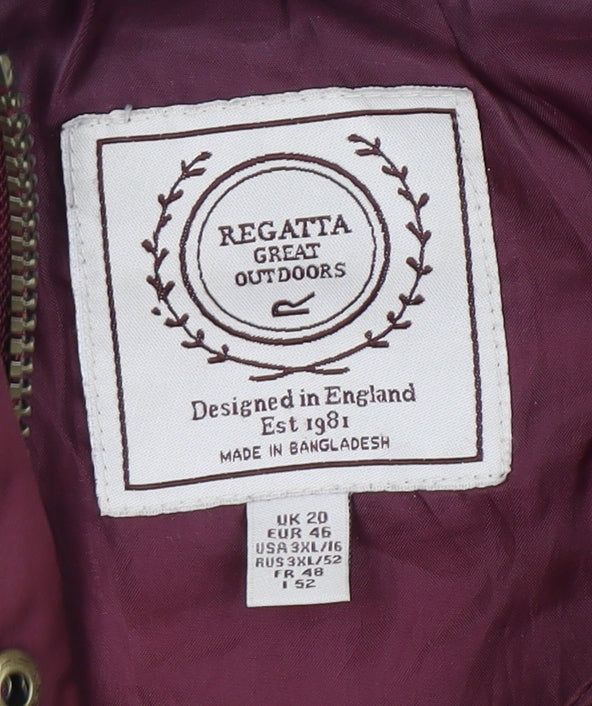 Regatta Women's Red Parka Coat, Size 20, Hooded & Fur Trim