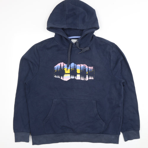 Marks and Spencer Women's Blue Graphic Hoodie Size 14