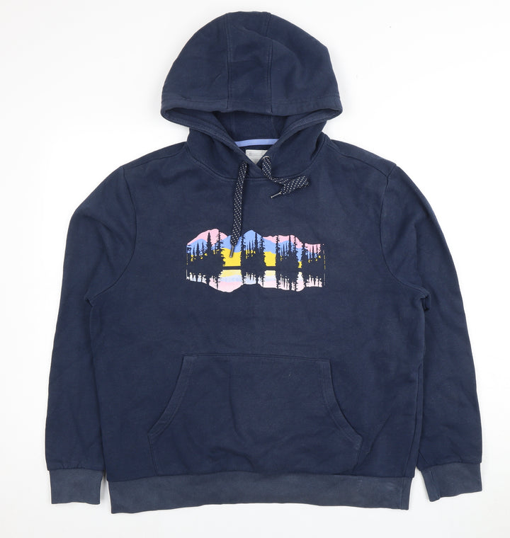 Marks and Spencer Women's Blue Graphic Hoodie Size 14