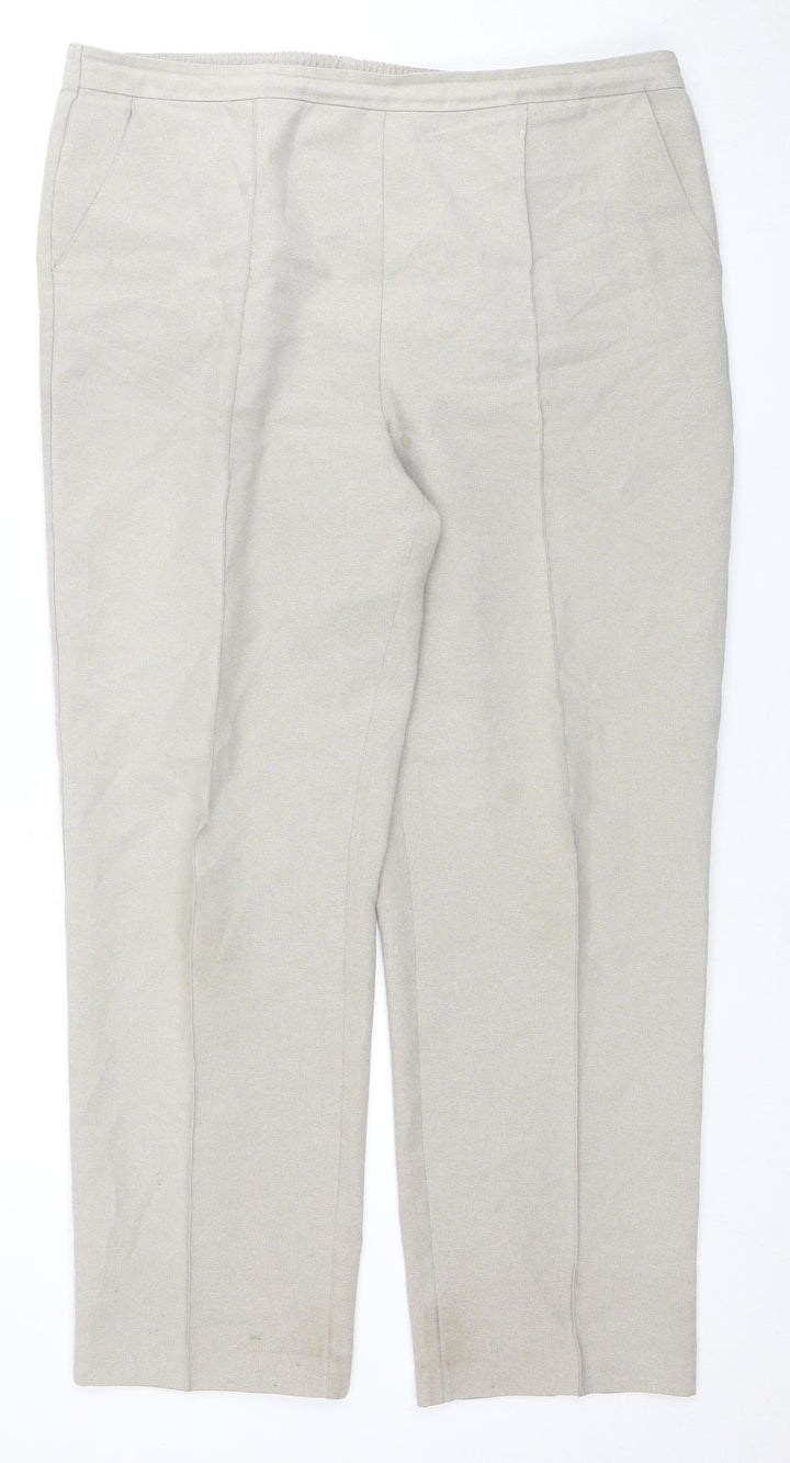 Isle Women Beige Straight Trousers Size 16