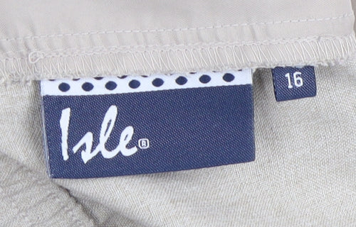 Isle Women Beige Straight Trousers Size 16
