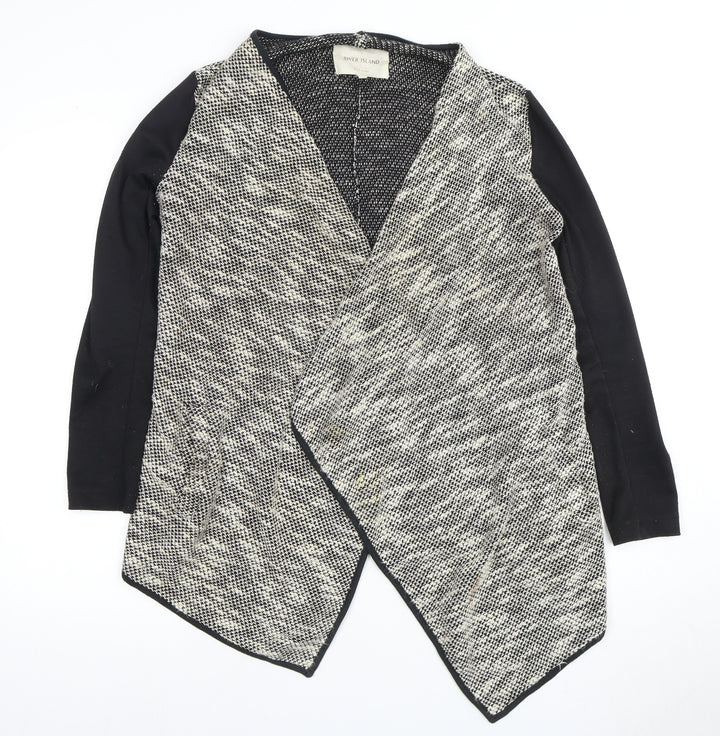 River Island Women's Cardigan Black Grey Size 8