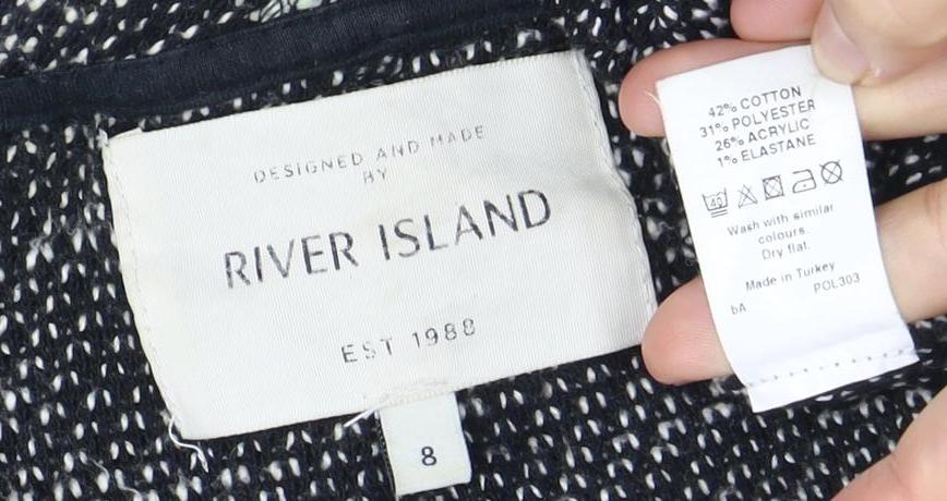 River Island Women's Cardigan Black Grey Size 8