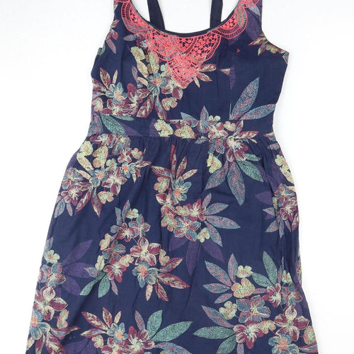 Fat Face Women's Blue Floral Knee Length Dress Size 12