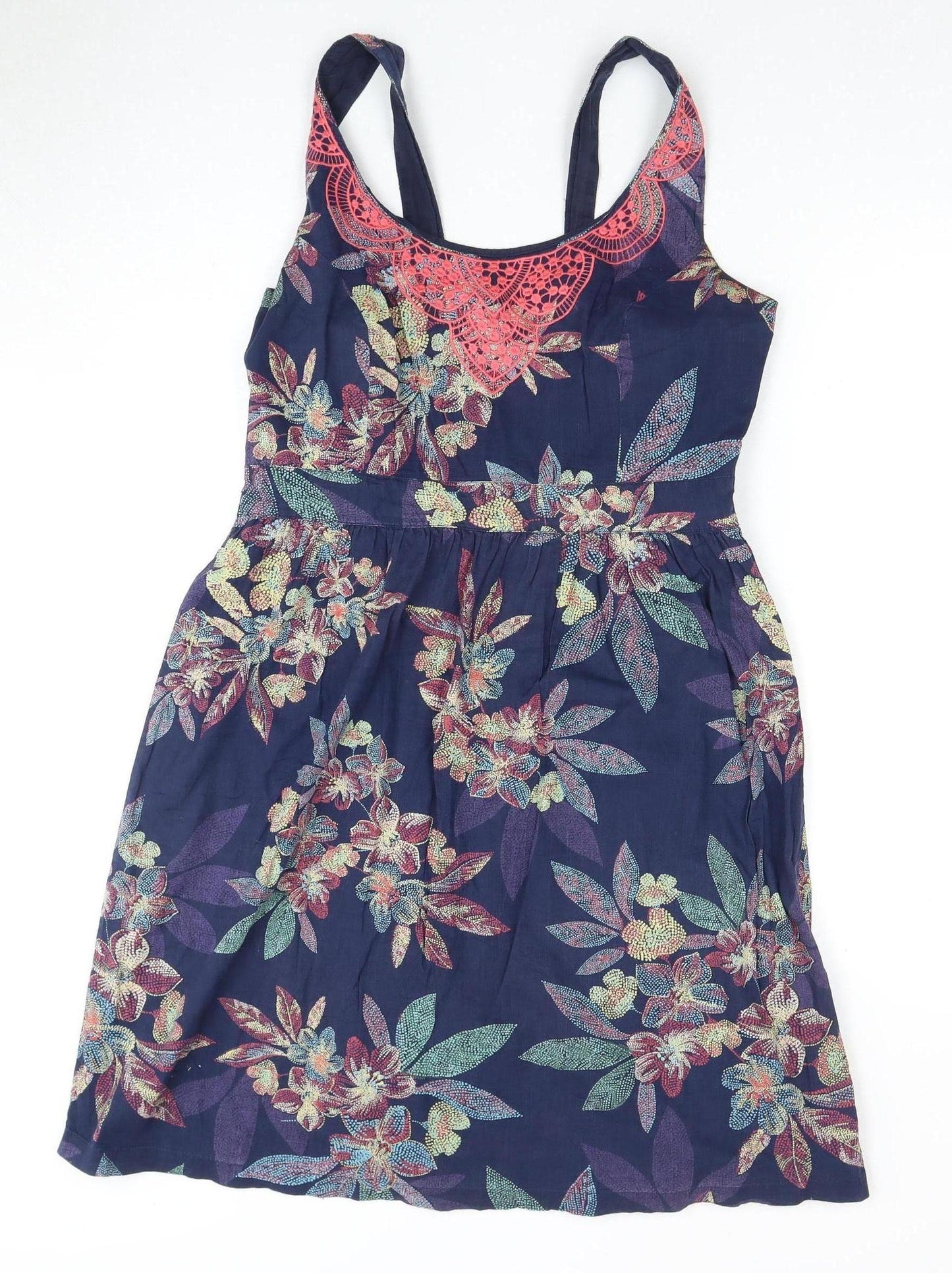 Fat Face Women's Blue Floral Knee Length Dress Size 12